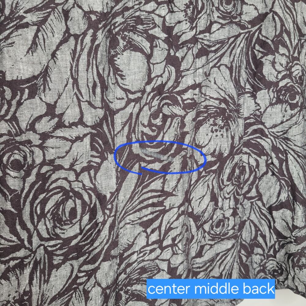 JM Collection Linen Jacket Women's Size 10 Black Gray Dark Floral Button Front - Picture 10 of 14